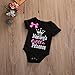 2 Styles Newborn Baby Girls Lovely Color Words Little Bow Short Romper Bodysuit (0-3 M, Black)
