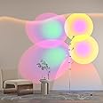 DENGALA Halo Projector Floor Lamp - 4000K LED Multi Head Floor Lamp with RGB Filters - Sunset Projection Ambient Lighting - Mood Corner Lamp for Bedroom,Living Room - Chrome