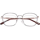 OPTOFENDY Metal Blue Light Blocking Glasses for Women Men, Square Computer Eyeglasses, Anti Eyestrain & UV Protection