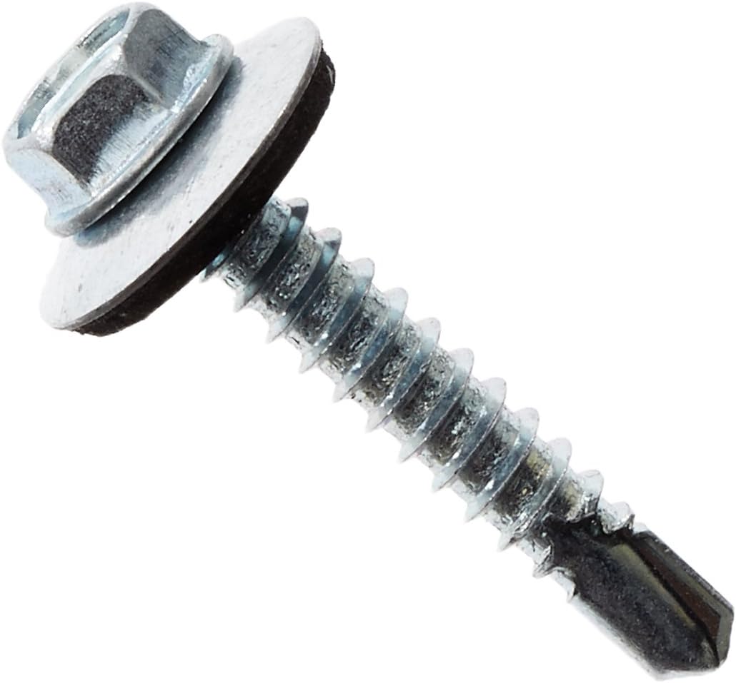 Merriway BH04079 Self Drill Hex Head Hardened Roofing Screw with Bonded