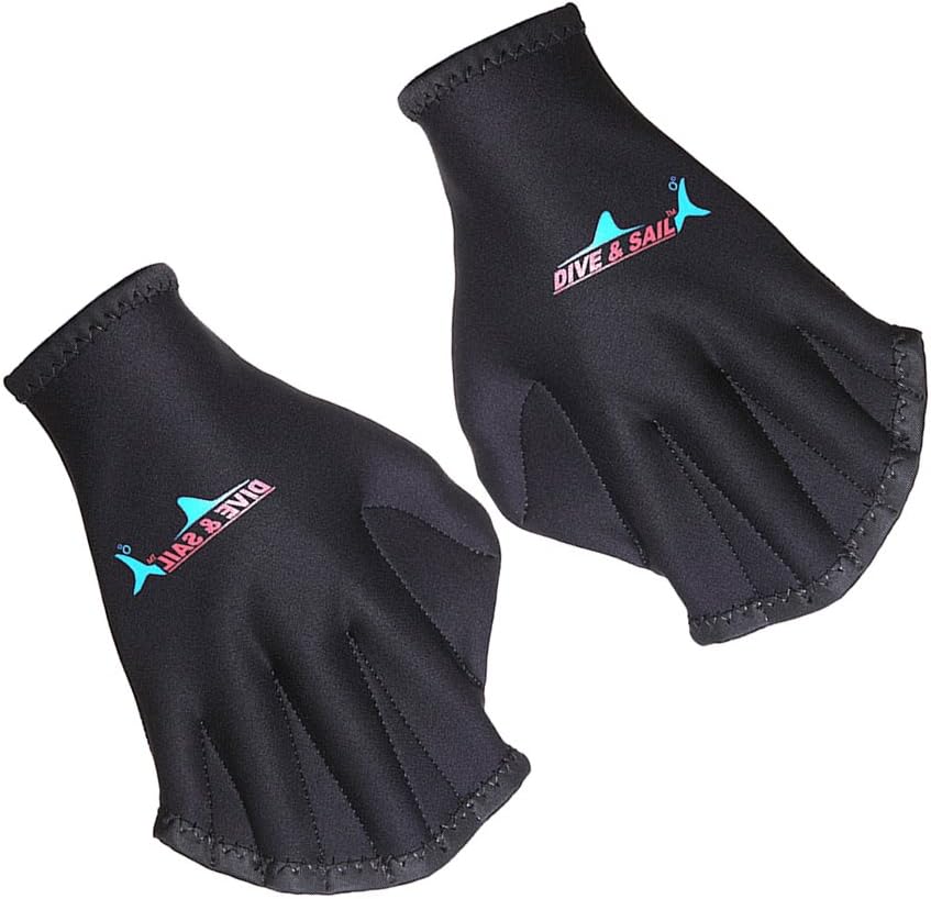 WINOMO 1 Pair Webbed Swimming Gloves Aquatic Traning Fit Paddles Water Resistance Diving Hand Web (Black) : Sports & Outdoors