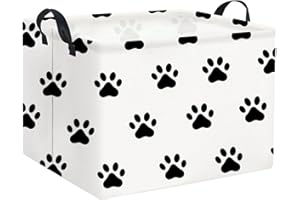 HIYAGON Dog toy Basket Dog Toy Bin Cute Toy Storage Basket Organizer Box Kids Gift Basket Empty Rectangular Room Decor for Home(Paw)