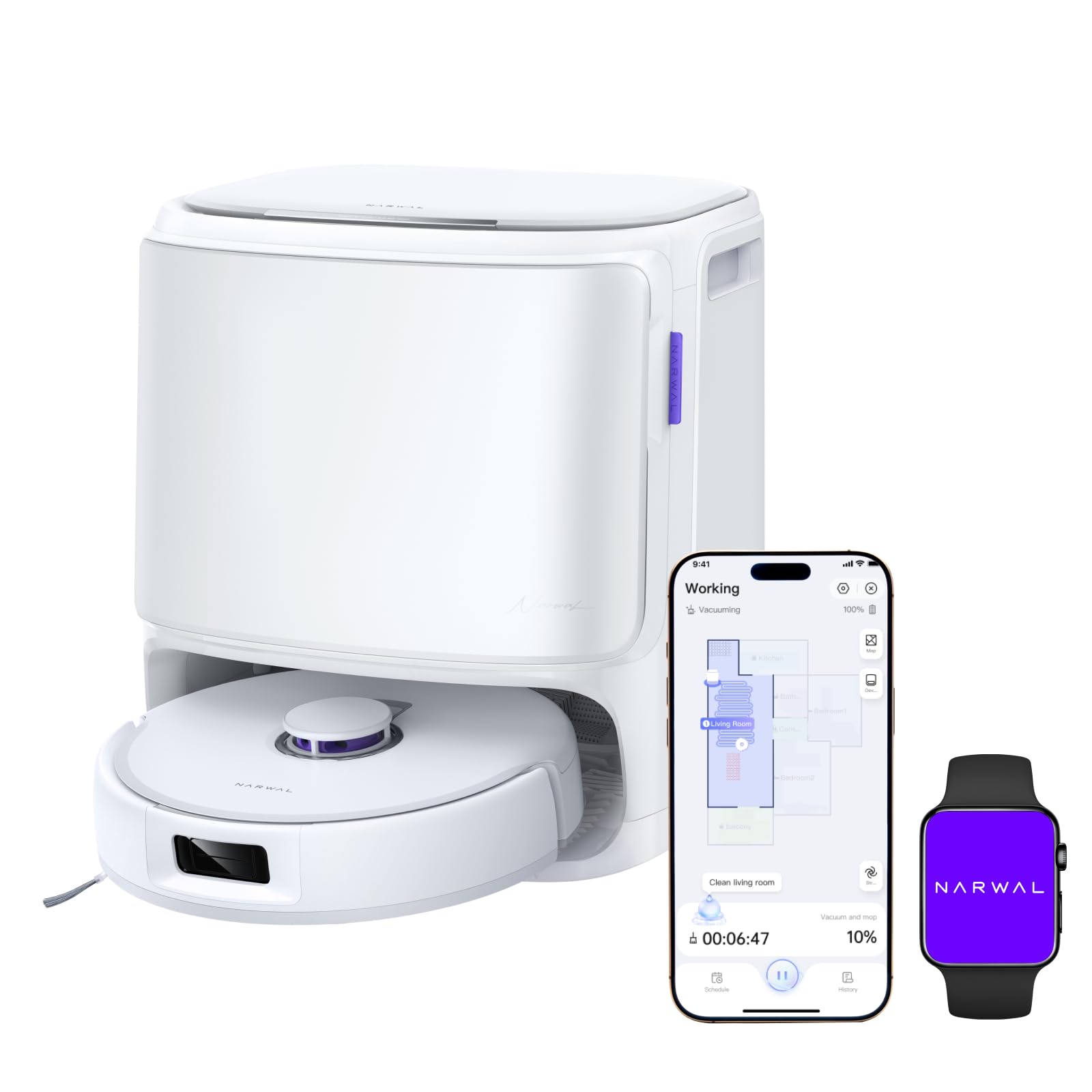 Photo 1 of **MISSING THEROBOT  VACUUM**NARWAL Freo X10 Pro Robot Vacuum and Mop Combo, 11,000Pa Suction, DualFlow Tangle-Free System, MopExtend Edge Cleaning, Self-Emptying, Auto Mop Wash & Dry, LiDAR Navigation, for Pet Hair & Hard Floors