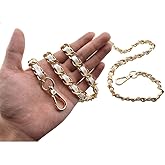 HAHIYO Metal Plus Synthetic Leather Purse Chain Strap Length 55.1 Inch Gold White for Shoulder Cross Body Sling Purse Handbag Clutch Replacement Comfortable 0.47 Inch Wide 5mm Extra Thick 1 Pack