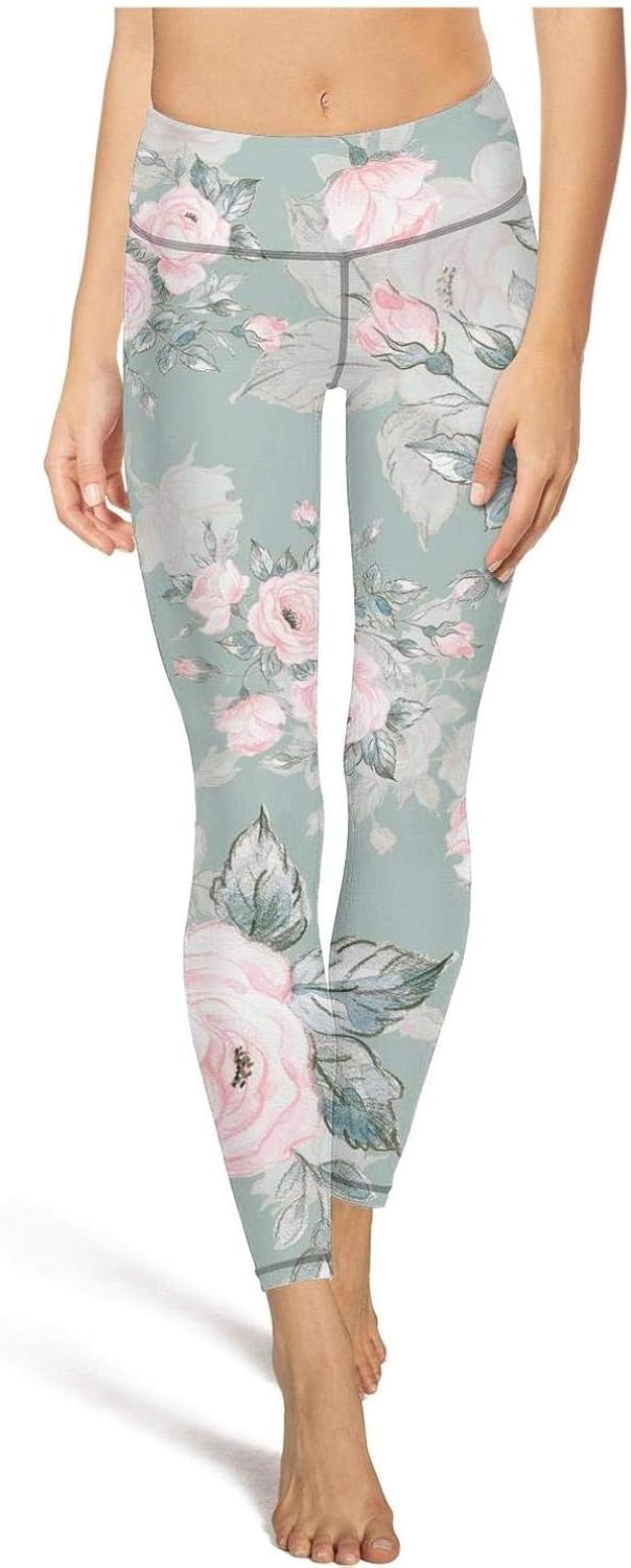 Tropical Floral Exotic Flowers Hawaiian Women Yoga Pants Tight Workout Leggings with Pockets