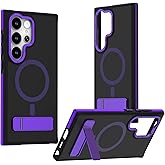 ShukZinfeo for Samsung Galaxy S25 Ultra Case 2025 【Compatible with Magsafe】 Heavy Duty Military Grade Protection Cover Metal Stand Rugged for Samsung Galaxy S25 Ultra Kickstand Phone Case Purple