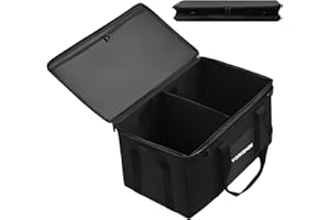 Yorkenbe 45L Camping Organizer, 1680D Heavy Duty Waterproof Camping Storage for Camping Cooking Utensils and Camping Cookware, with Hard Bottom, Camping Bag with Zippered Lid for RV, Hiking