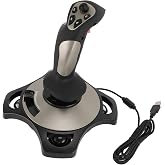 Wired PC Flight Joystick, Vibration Flight Stick for Flight Simulator, Throttle Control Joystick for Computer, Laptop