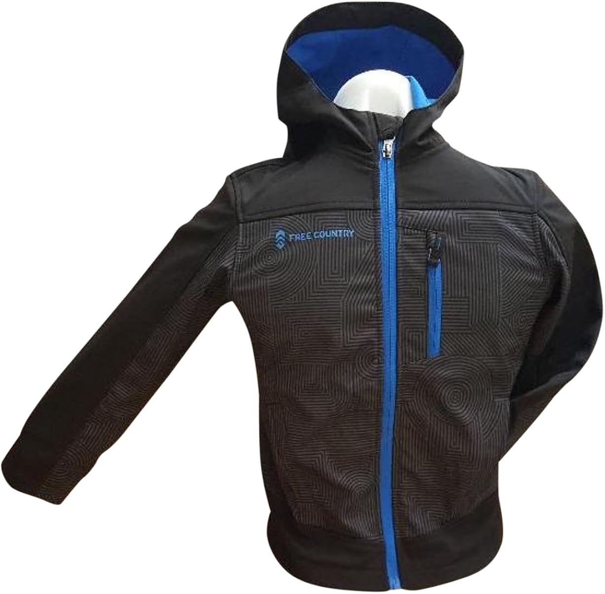 Amazon Com Free Country Boys Softshell Jacket With Hood 4 Black Blue Clothing