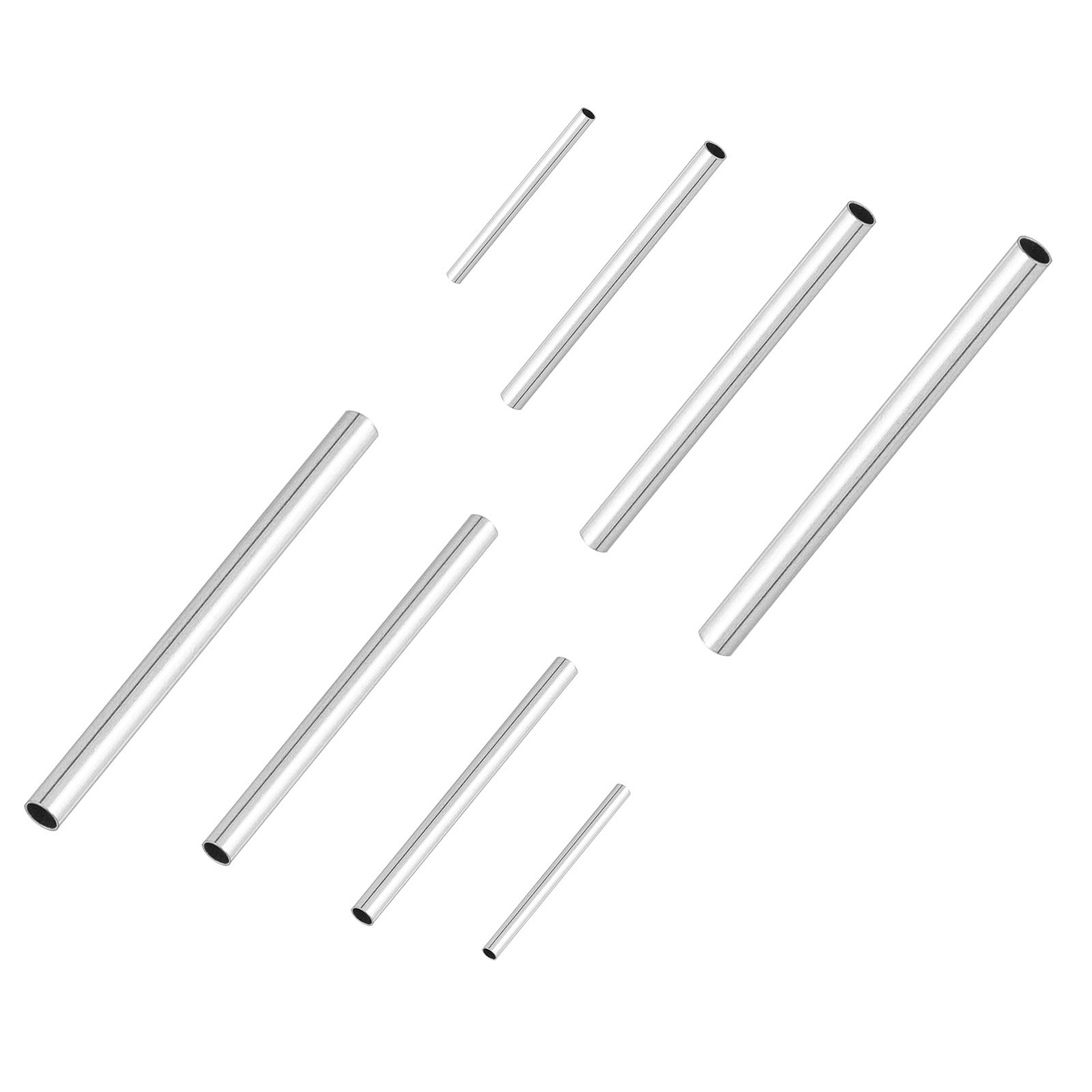 UNICRAFTALE 200pcs 4 Sizes 10/15/20/25mm Tube Spacer Beads Stainless Steel Loose Beads Tube Small Hole Spacer Beads Smooth Surface Beads Finding for DIY Bracelets Necklace Jewelry Making