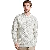 Aran Woollen Mills Inisheer Men’s Irish Cable Crew Neck Knit Sweater – 100% Merino Wool