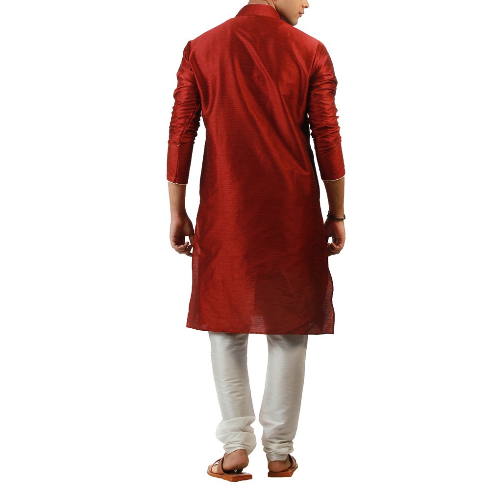 amora men's blended silk kurta churidar set