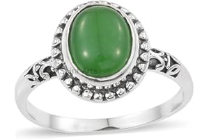 925 Sterling Silver Ring for Womens, Green Jade Ring Gemstone Unique Handcrafted Ring