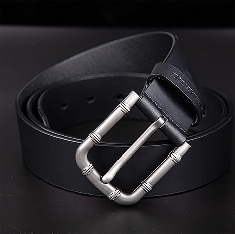 Amazon Co Jp メンズレザーベルト ビジネスカジュアルパンツ ジーンズピンバックルベルト ファッションレトロソリッドベルトバックル 合金シングルプロングバックル作業服ベルト 服 ファッション小物