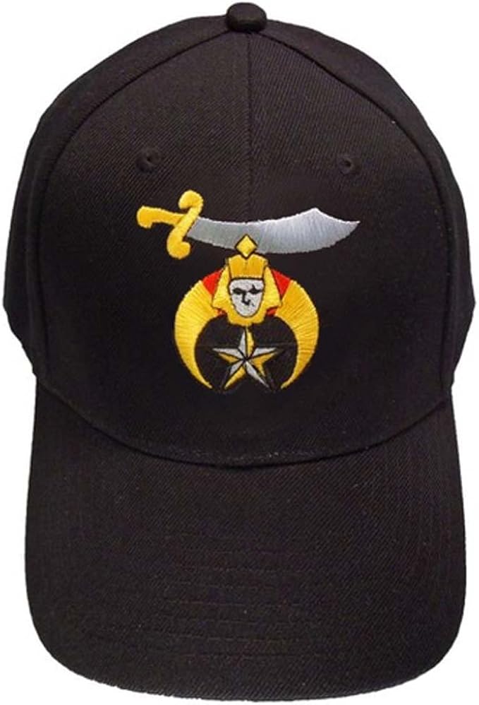 Shriner's Masonic Baseball Cap Black Hat with Standard