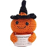 Fmcmly Handmade Crochet Pumpkin with Inspirational Card - Cute Halloween Decor, Thanksgiving & Birthday Gift, Emotional Support Desk Accessory for Women, Men, Friends