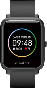 Amazfit Bip S Lite Smartwatch Fitness Watch with Heart Rate, Sleep Monitor, Sports Watch with 14 Sports Modes, 5 ATM Waterproof, Music Control, 30 Days of Battery Life (Charcoal Black)