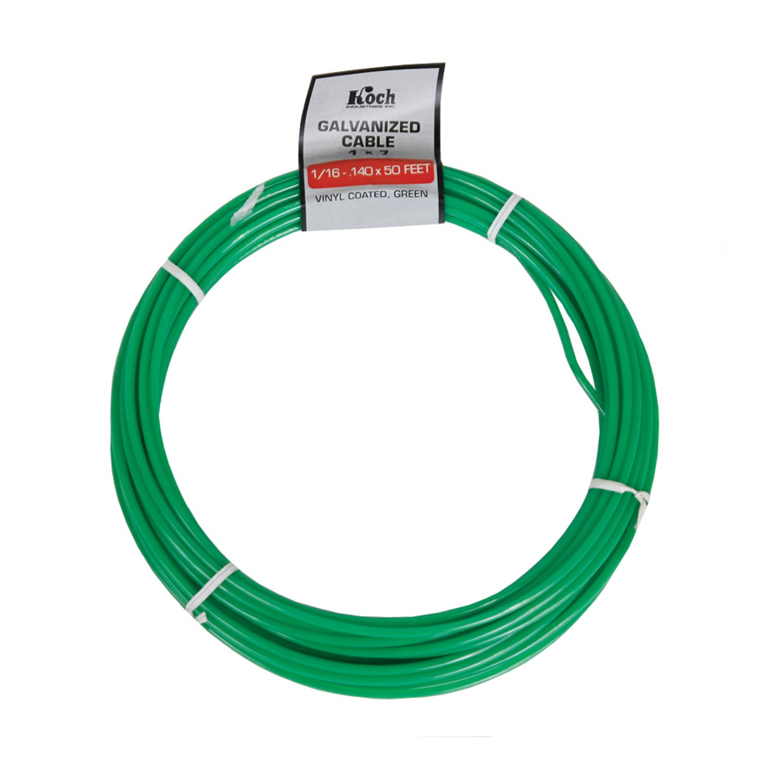 Koch A43054 1 x 7 PreCut Vinyl Coated Galvanized Wire Rope Cable 1/16