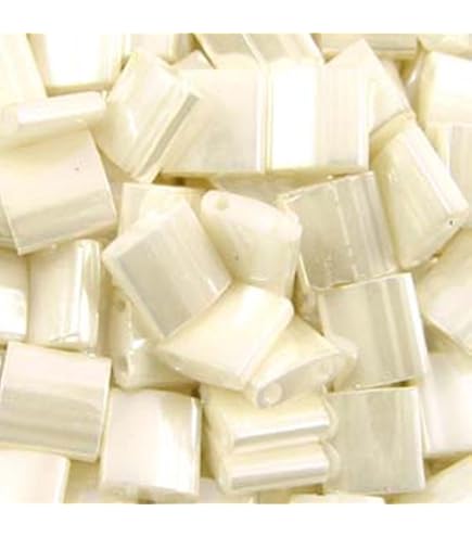 thumbnail image 2 of Miyuki Pearl White Ab Tila Beads - 5x5mm 2-Hole Square Seed Beads 7.2g Tube 2 of 13