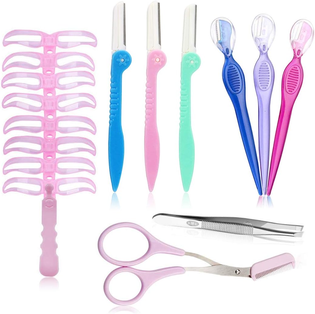 Eyebrow Razor Kit, 9 Pcs Foldable Eyebrow Shaper Grooming, Eyebrow Stencil For Women & Man