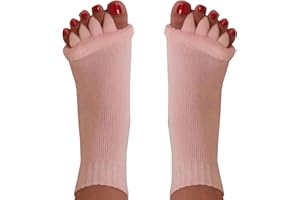 HYDROTHOTICS Happy Feet Toe Separator Socks - Comfortable Alignment Socks – Washable Massage Socks – Prevent Foot Cramp and hammertoes (Light Pink)