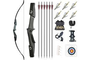 Monsour Archery Takedown Recurve Bow and Arrow Set Left/Rght Hand Longbow Kit Beginner Outdoor Hunting Shooting Practice 20lb 30lb 40lb
