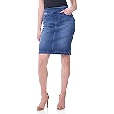 REKKUNA Women's Pull-On Stretchy and Soft Casual and Dressy Denim Pencil Skirt