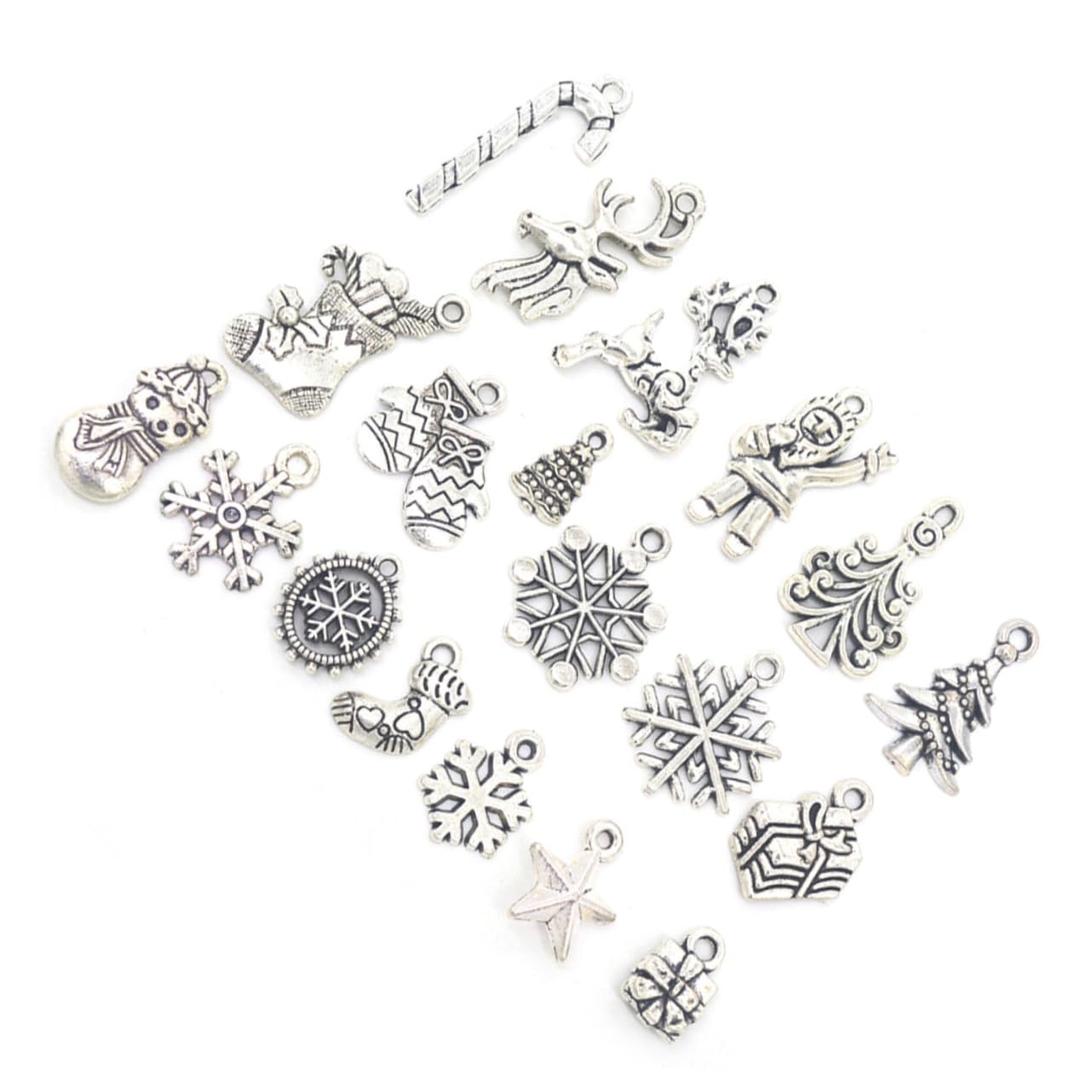 Milisten 19pcs Christmas Tree Charms DIY Alloy Christmas Pendant Candy Cane Stocking Festive Decor