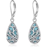 Turquoise Earrings Sterling Silver Dragonfly Dangle Drop Filigree Turquoise Jewelry for Women Mom