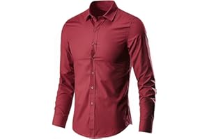 Men's Long Sleeve Dress Shirt Wrinkle-Free Formal Business Shirt, Stretch Button-Down Collar Regular Fit Casual Shirt