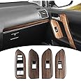 RONGSEN Wooden Texture Door Handle for Toyota Land Cruiser Prado 150 Window Lifting Panel Lc150 2010-2022 Interior Design Upgrade Accessories Fj150 Armrest (Dark Button Panel)