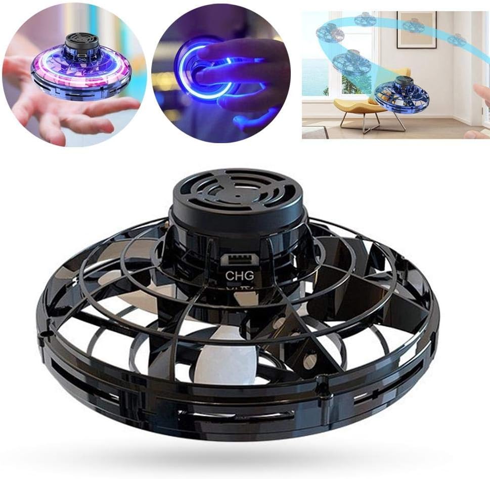 DokFin Flying Toy Ball, Most Tricked-Out Flying Spinner Toys, Hand Operated Drones for Kids or Adults - Scoot Hands Free Mini Drone Helicopter with 360 Degree Rotating and Shinning LED Lights