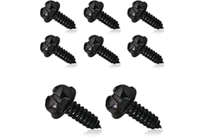gunhunt 8 PCS License Plate Screw Kit, 304 Stainless Steel Bolts Fasteners, Hexagon Head Screw, Universal for Front Rear License Plates & License Plate Frame Covers of Cars, Trucks SUVs (Black)