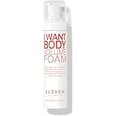 ELEVEN AUSTRALIA I Want Body Volume Foam - Lightweight Mousse for Hair Styling, For Women & Men, Adds Volume, Lift, & Texture, Ideal for Fine to Medium Hair Types - 6.8 fl oz