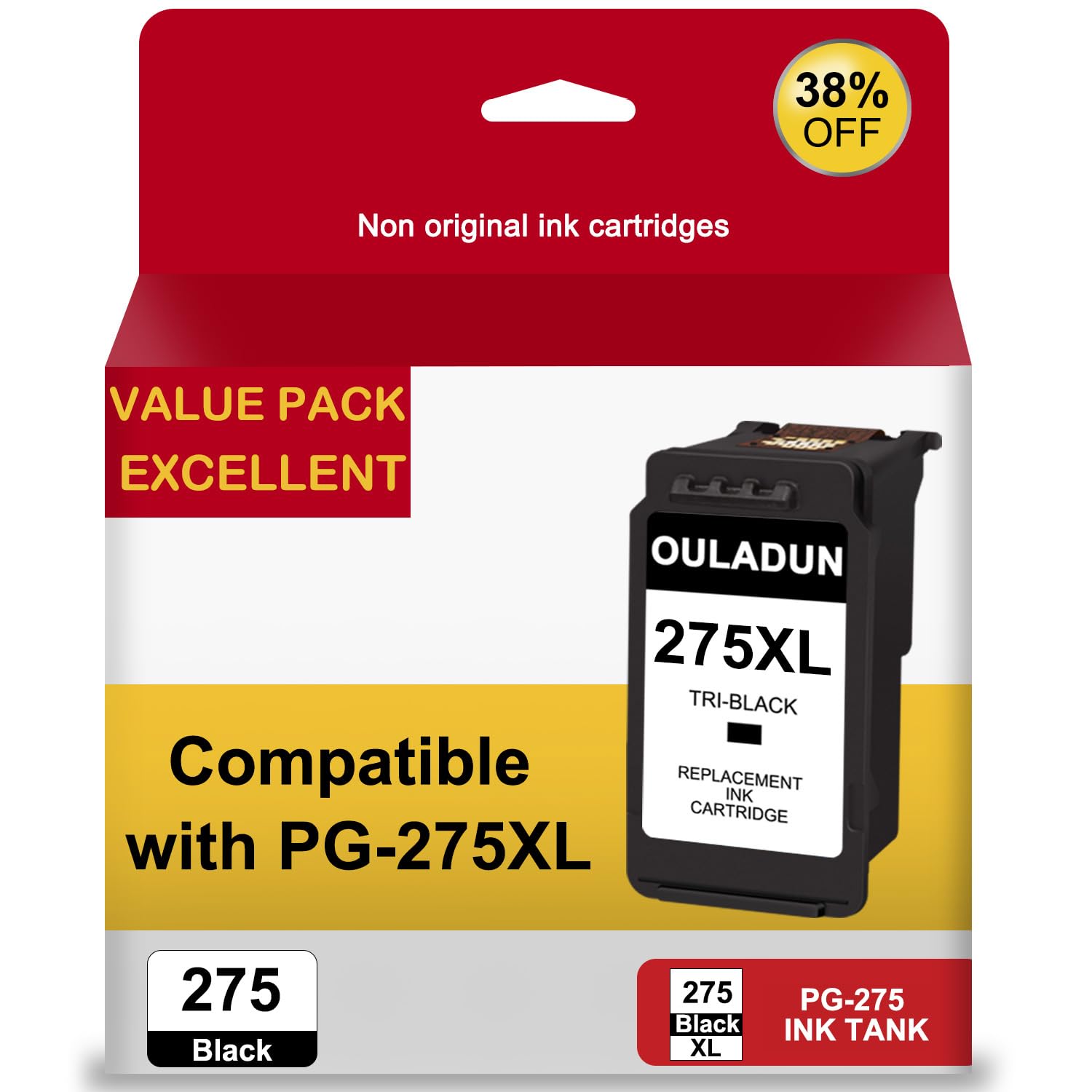 Photo 1 of 275XL Black Ink Cartridge Replacement for PG-275 275 XL Ink Cartridges for Canon PIXMA TS3500 TS3520 TS3522 TR4700 TR4720 TR4722 Printers High Capacity (1 Black)