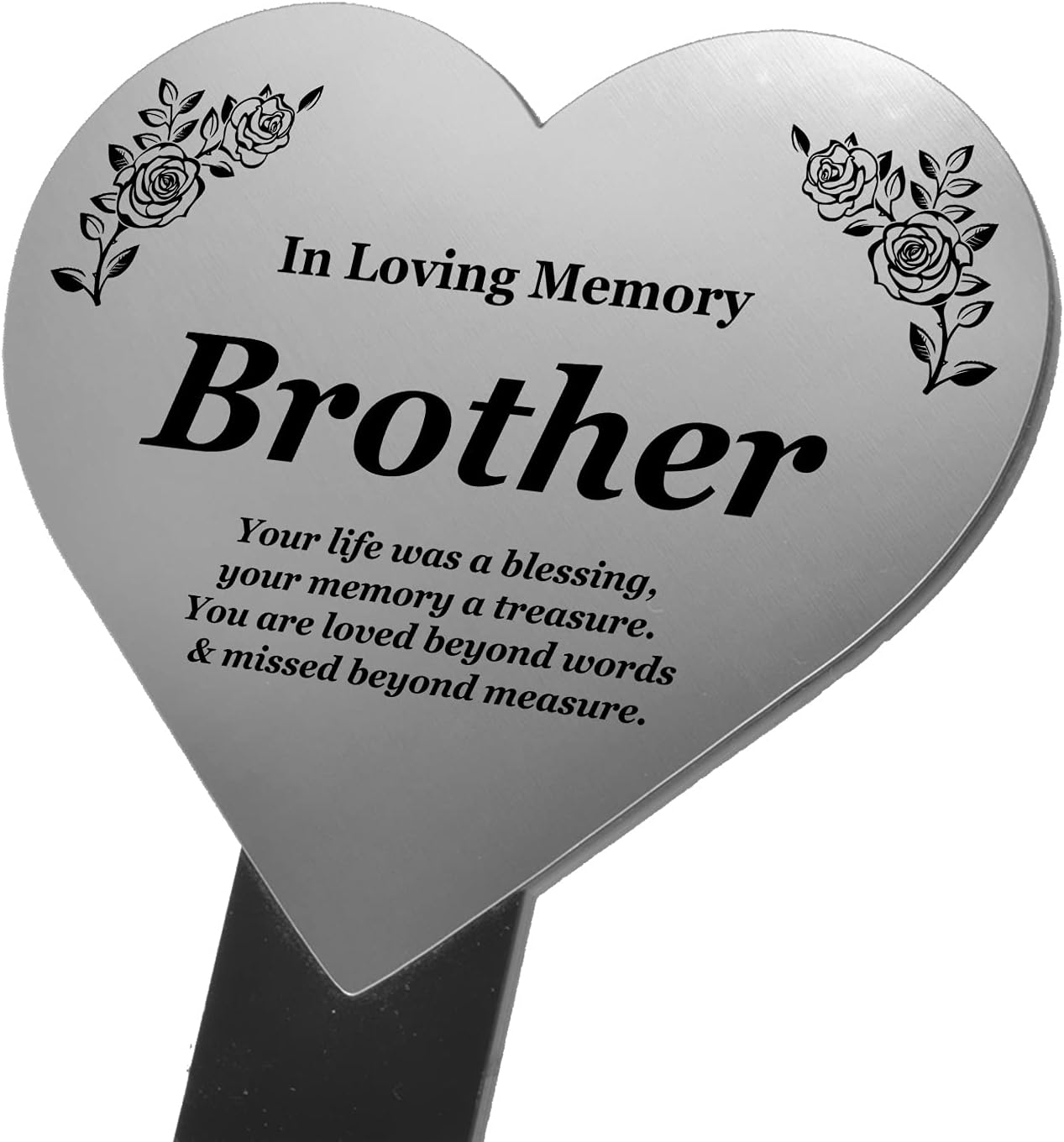 Plaques & Wall Art - OriginDesigned Brother Heart Shaped Engraved Memorial Plaque Stake - Silver Acrylic Remembrance Plaque Stake - Outdoor, Grave Marker, Tribute, Plant Marker