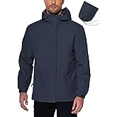 COOFANDY Men's Rain Jacket Waterproof With Hood Lightweight Packable Shell Raincoat Windbreaker For Cycling Golf Travel