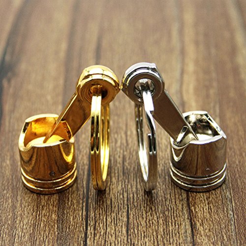 Waterwood Creative Auto Part Model Connecting Rod Pistons KeyChain Key Chain Ring-Silver