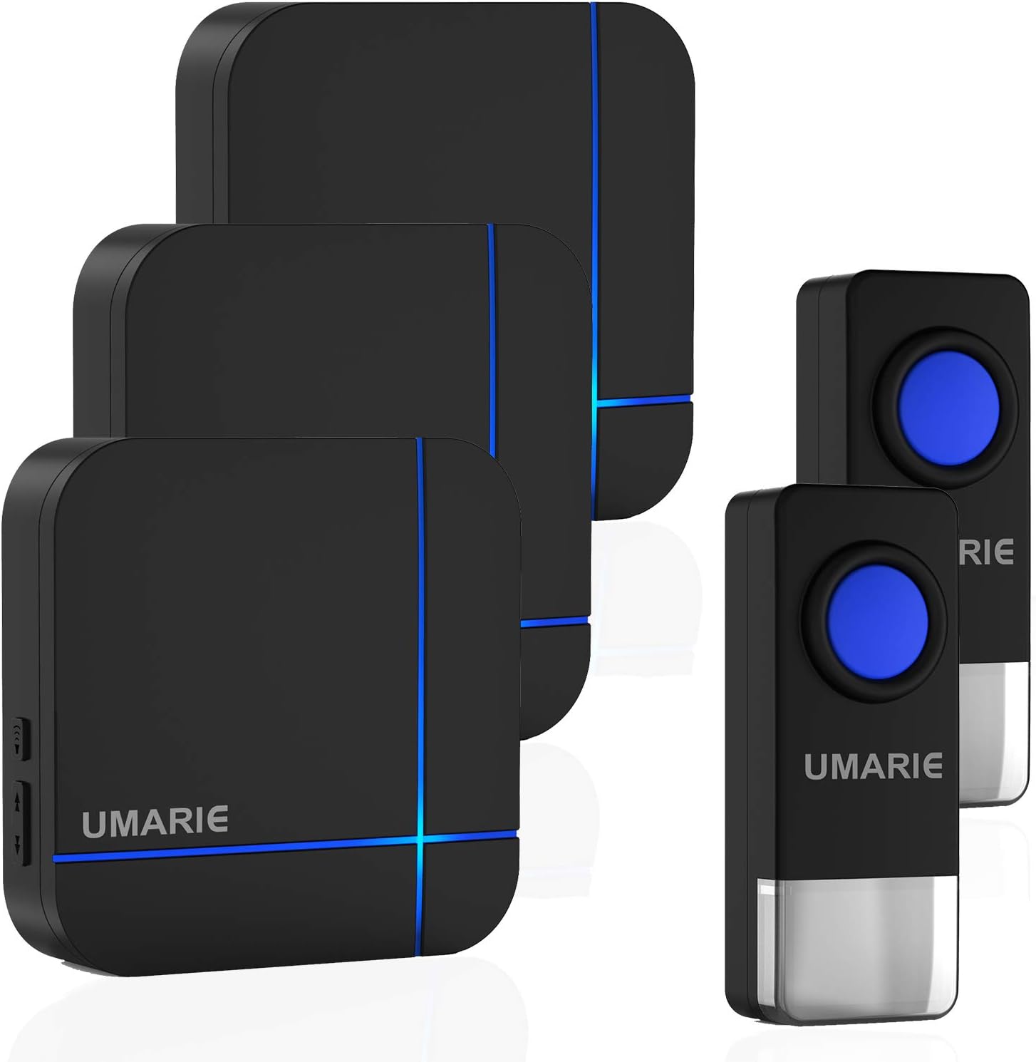 Wireless Doorbell Black, Plug in Waterproof Door Bell Kit with 3