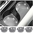 BESULEN Bling Car Cup Holder Coaster with Non-Slip Base, 4 Pack Universal Insert Coasters with Crystal Rhinestone, Silicone Non-Slip Shockproof Drink Cup Mat, Car Interior Accessories (Gray)