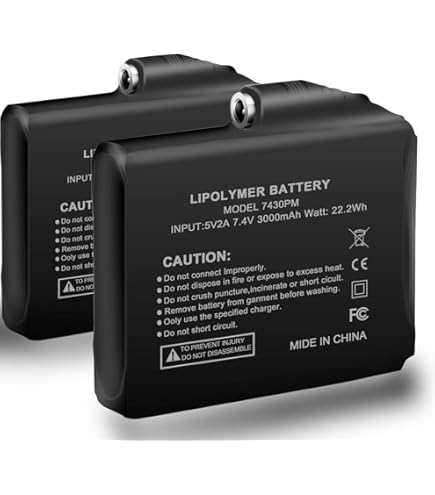 7.4V 2500mAh Li-Polymer Battery Pack For Heated Clothing | 2 Pack Replacement