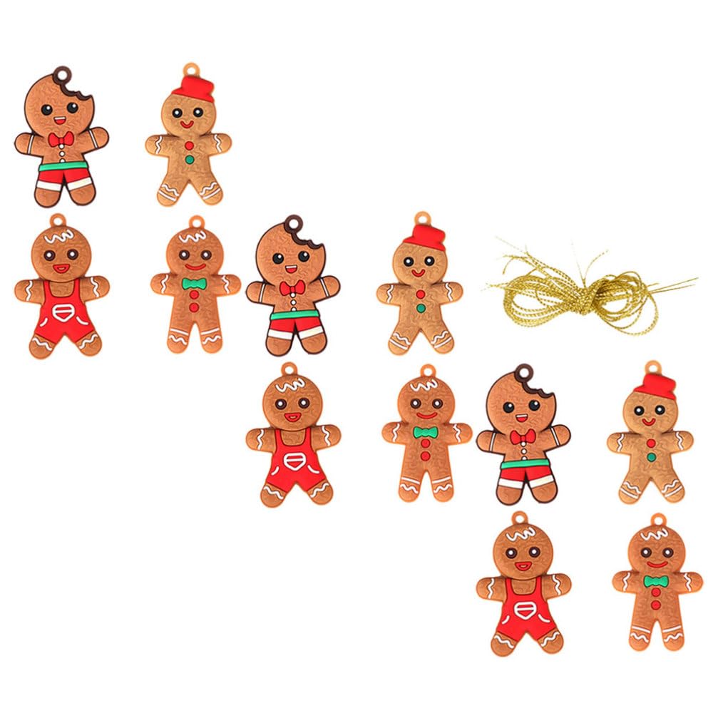 JOINPAYA 12Pcs Christmas Gingerbread Hanging Decoration: Cooking Gingerbread Ornaments Santa Xmas Hanging Decor for Christmas Tree DIY