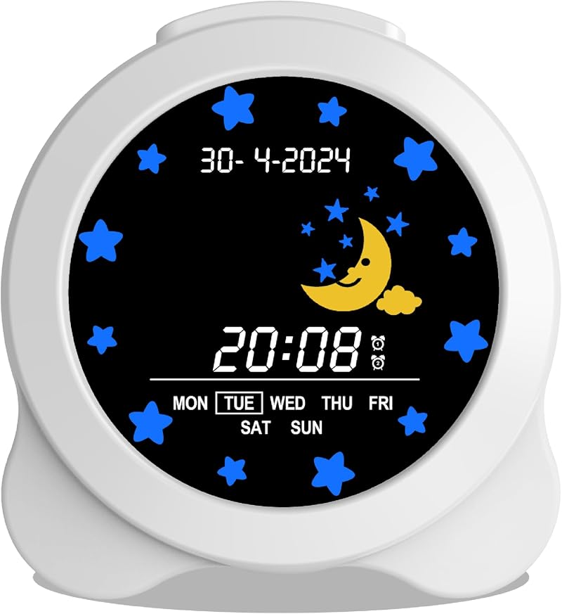 groov e Kidz Sleep Trainer Clock - USB Powered LCD 6 Alarm Sounds