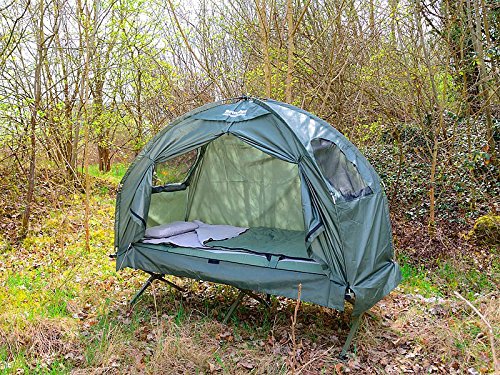 Semptec Urban Survival Technology Campingliege: 4in1-Zelt mit Feldbett, Sommer-Schlafsack und Matratze (Zeltliege, Liege mit Zelt, Stelzen 4 Personen) – Bild 7