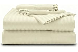 Patelorama-Home Queen - 60" x 80" Size Custom-fit 600 Thread-Count 100% Egyptian Long Staple Cotton Oversized Striped Sheets 