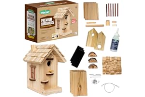 SparkJump Premium Wooden Bird House Kit - Build it Yourself Birdhouse - Birdhouse Kits for Adults to Build - Woodworking Adult Crafts & DIY Bird House