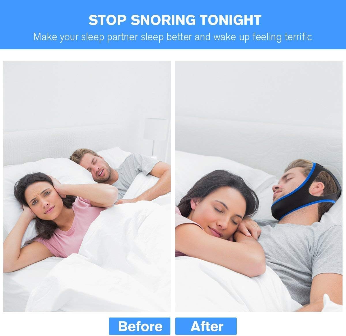 Strap to Stop Snoring, Anti-snoring Unisex Jaw Belt, Get Restful Sleep and Wake Up Energized. Adjustable Chin Strap.: Kitchen & Dining