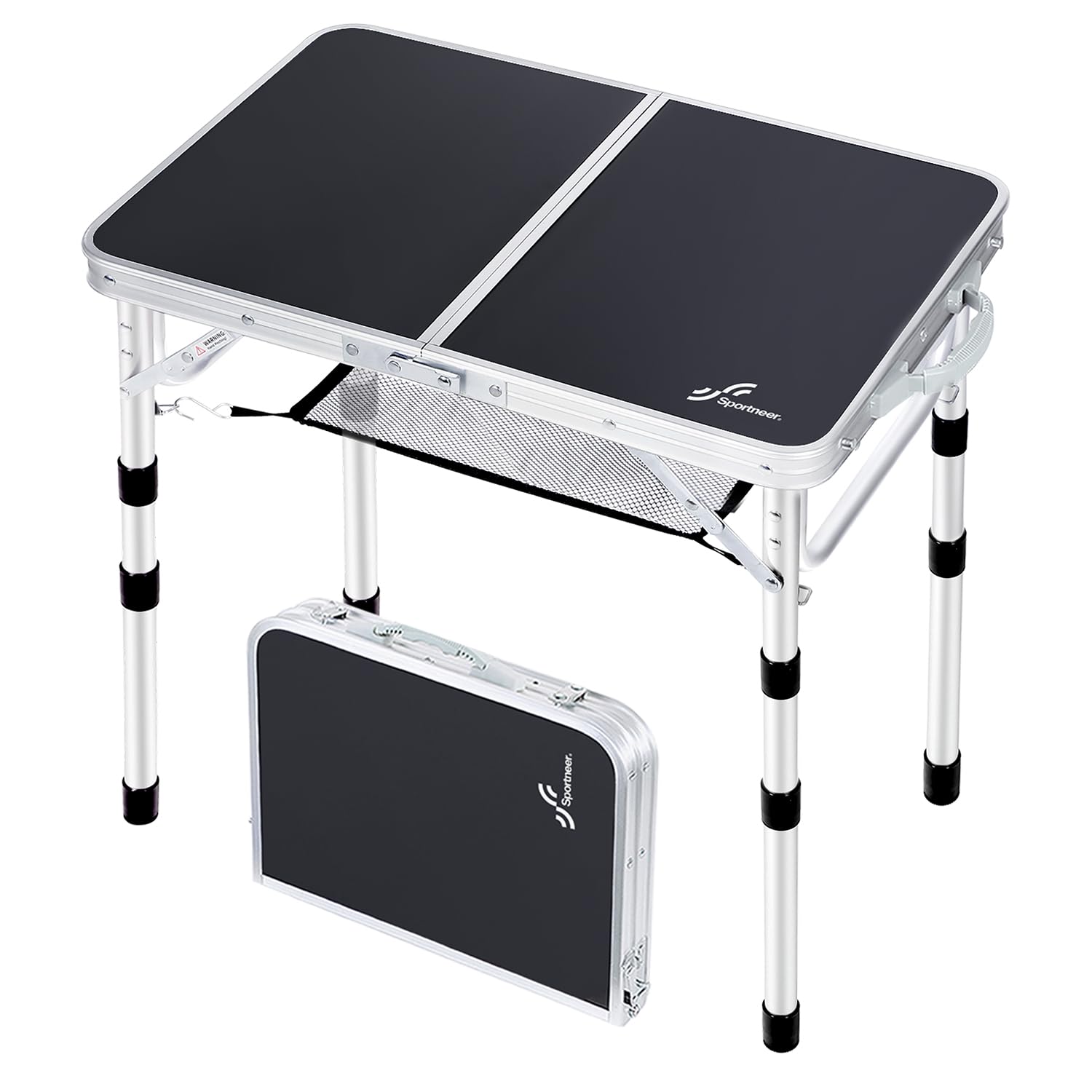 Photo 1 of Sportneer Camping Table: Adjustable Height Small Folding Table 23.6" L x 15.7" W 4 Height with Mesh Layer - Compact & Portable Camping Essentials for Outdoor Camp Garden Picnic BBQ Dining Cooking