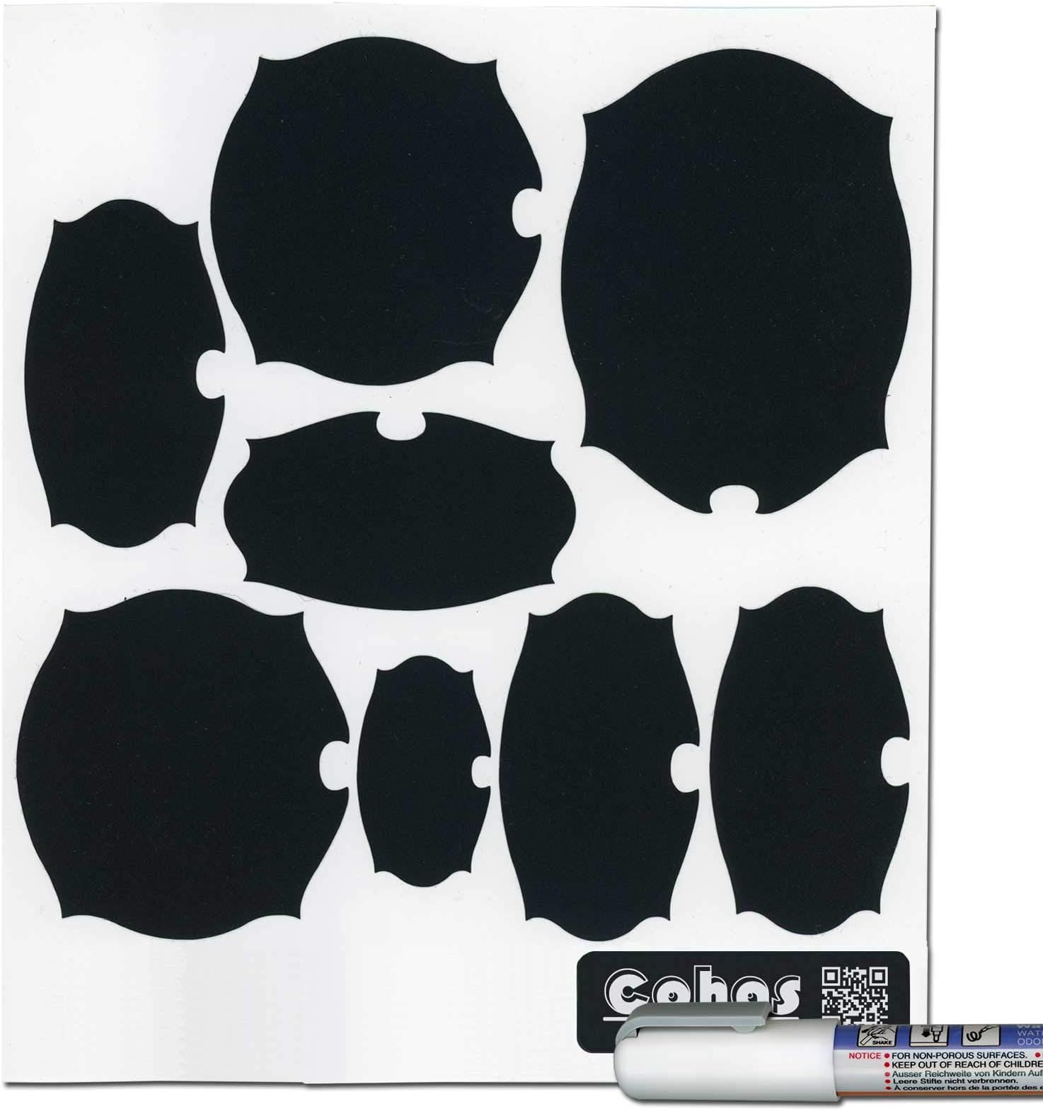 Cohas Chalkboard Labels for OXO POP Storage Containers Includes Liquid Chalk Marker and 24 Labels, Elegant Shapes, Fine Tip White Marker