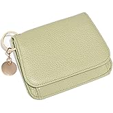 SENDEFN Small Credit Card Holder Wallets for Women RFID Blocking Leather Keychain Tri-Fold Zipper Pocket Coin Purse